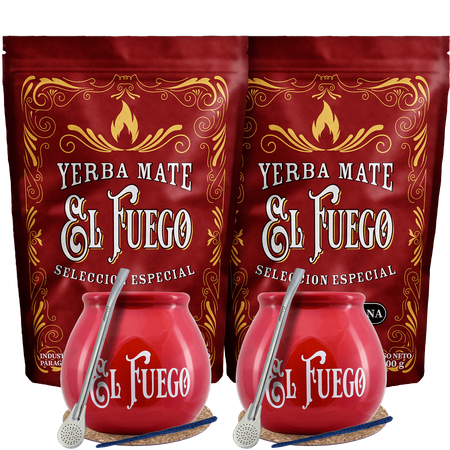 Yerba Mate El Fuego set for two Bombilla POWER