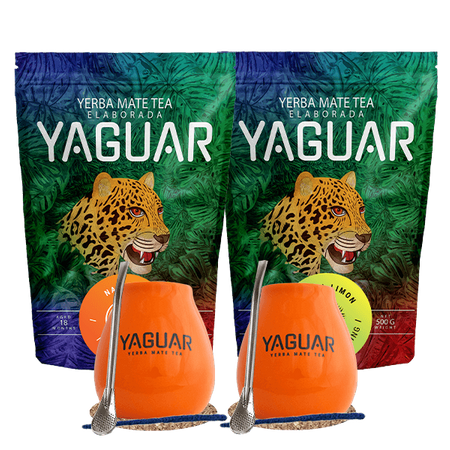 Yerba Mate Set Yaguar Naranja 500g + Yaguar Menta Limon 500g