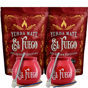 Yerba Mate El Fuego set for two Bombilla POWER