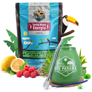 Conjuto de Erva Mate Rio Parana Energia 500g Calabaza + Bombilla