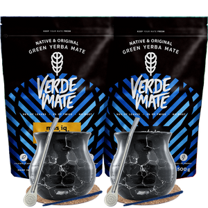 Yerba Mate Mas IQ set for two Bombilla 2x500