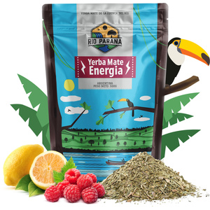 Conjuto de Erva Mate Rio Parana Energia 500g 0,5kg Yerbomos + Calabaza + Bombilla