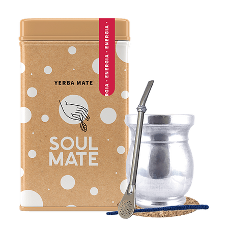 Set Yerbera Yerba Mate Soul Mate Organica 0.5kg Palo Santo