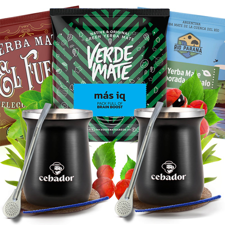 Conjuto de Erva Mate para dois 3x50g 150g 2x TermoMate + 2x Bombilla