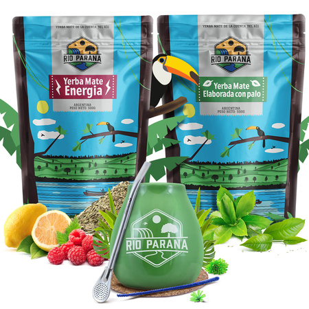 Conjuto de Erva Mate Rio Parana Energia Elaborada 2x500g + acessórios