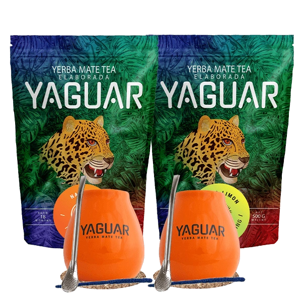 Yerba Mate Set Yaguar Naranja 500g + Yaguar Menta Limon 500g