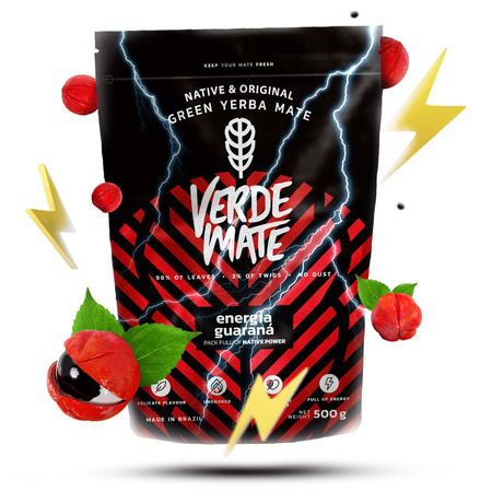 Conjuto de Erva Mate Verde Mate Energia Guarana 500g TermoMate + Bombilla