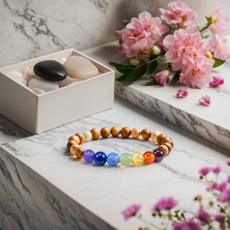 Pulseira "Sete Chakras" – pedras e kadam