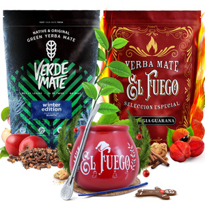 Conjuto de inverno de Erva Mate Verde Mate El Fuego 2x500g + acessórios