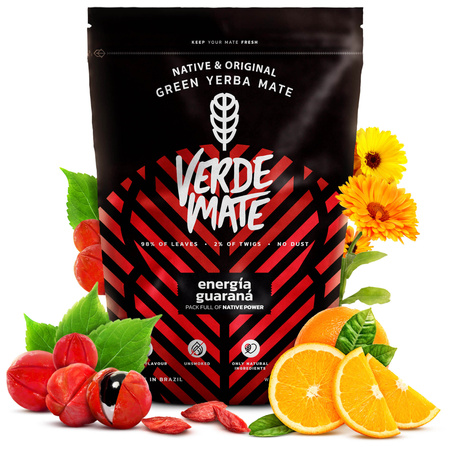 Conjuto de Erva Mate Verde Mate Energia Guarana 500g TermoMate + Bombilla