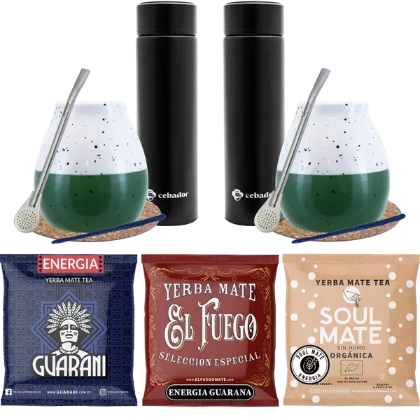 Conjunto inicial de Erva Mate Thermos 3x50g para casal