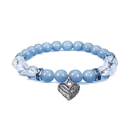 Pulseira com angelite e cristal de rocha – Heart