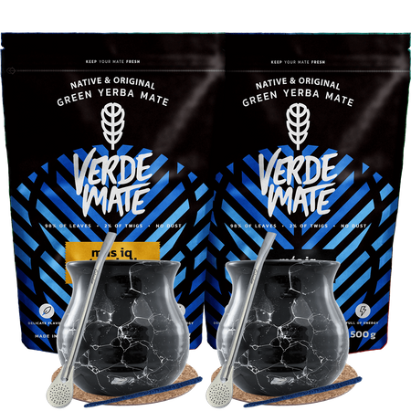 Yerba Mate Mas IQ set for two Bombilla 2x500