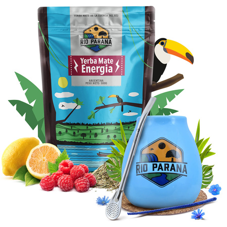 Conjuto de Erva Mate Rio Parana Energia 500g Calabaza + Bombilla