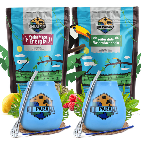 Conjunto PARA DOIS de Erva Mate Rio Parana Calabaza Bombilla 1000g