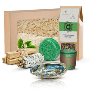 Conjunto de oferta para Chacra Cardíaco (Anahata): chá de chakra + incenso + vela