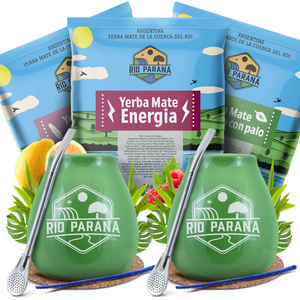 Conjunto PARA DOIS de Erva Mate Rio Parana Calabaza Bombilla